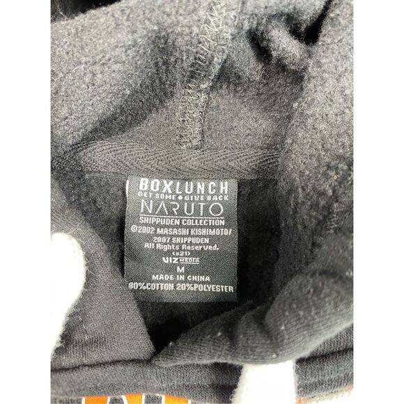 BoxLunch Naruto Hoodie Men M Black Hidden Leaf Anime Shippuden Ninja Academy - Picture 3 of 7